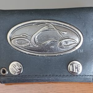Orange County Choppers Black Leather Wallet with Silver Accents